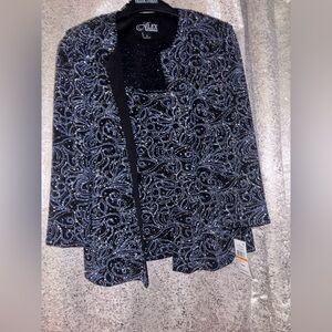 Alex Evenings Black Jacket with Blue and Silver Accents